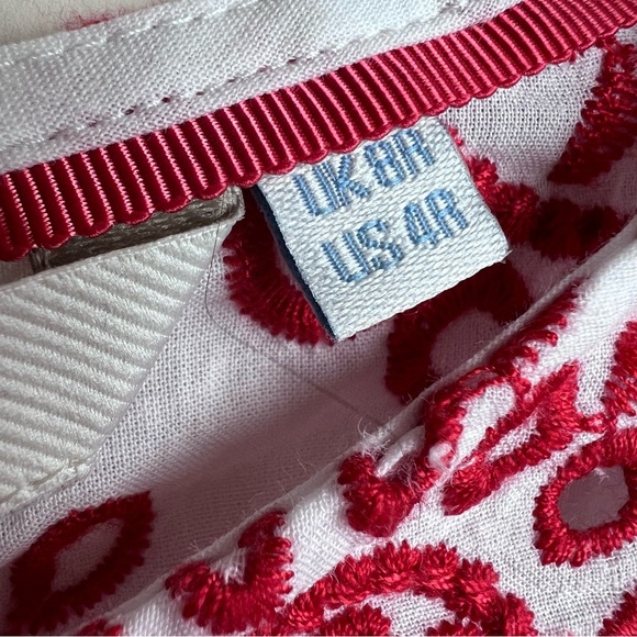 Boden Red Embroidered Eyelet Top Size 4R - Picture 10 of 12